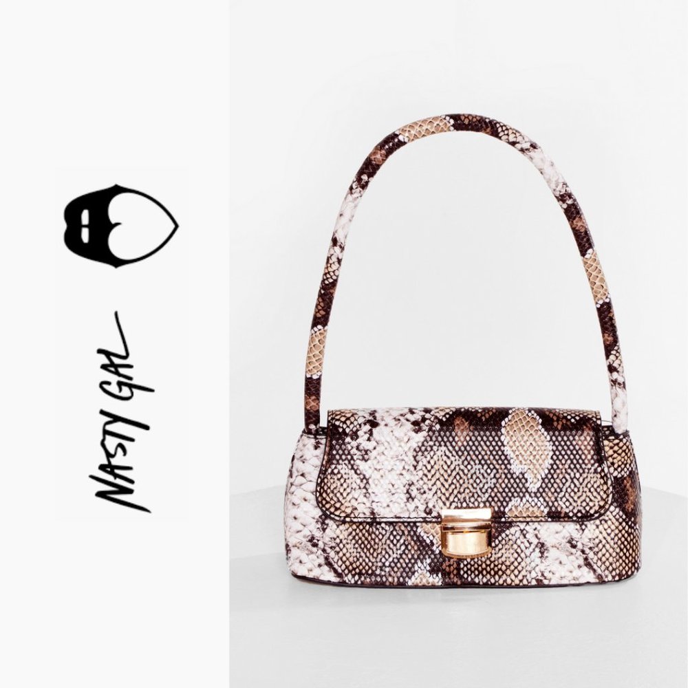 Snake Print Faux Leather Shoulder Bag
